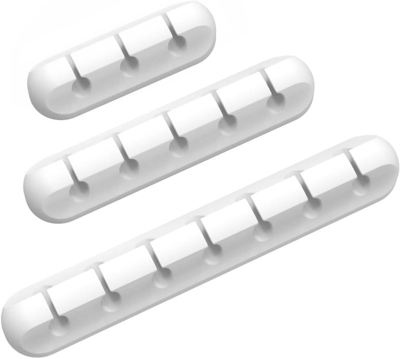 INCHOR Cord/Cable Organizer White Cord Holder, Wire Organizer USB Cable Management Cord Keeper, 3 Packs Cable Clips for Car Home and Office (7, 5, 3 Slots) - Image 1